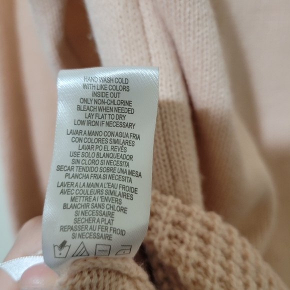 Calvin Klein Boho Pink Salmon Waffle Knit Oversized Cowl Neck Sweater Sz Medium - Picture 8 of 9